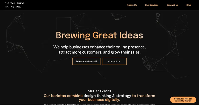 digital brew marketing home page screenshot